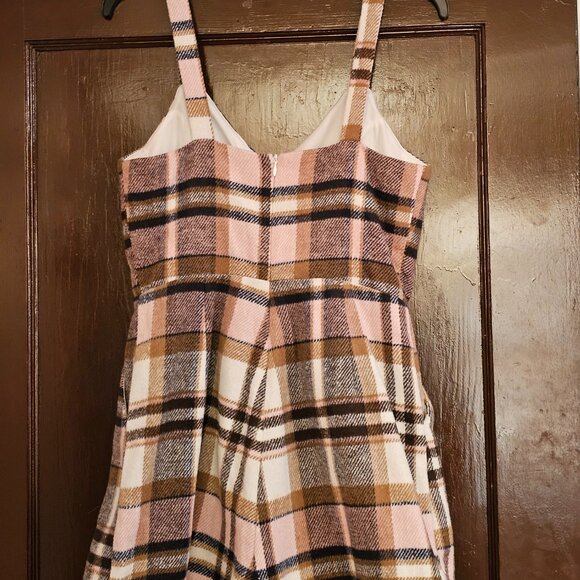 Lulus Women's Skort Order Pink and Cream Plaid Sleeveless Romper (S) - Picture 8 of 12